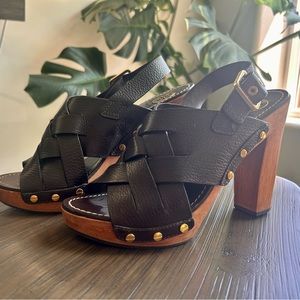 Tory Burch Brown Leather Platform Sandals/Heels